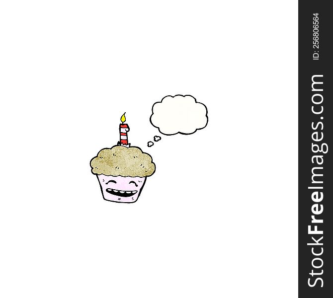 cupcake with candle cartoon