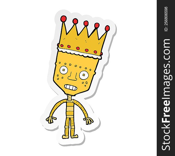 sticker of a cartoon robot with crown
