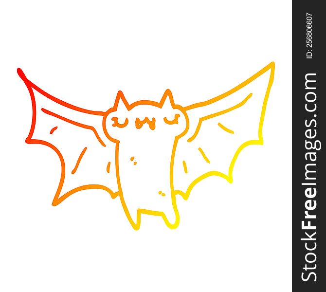 Warm Gradient Line Drawing Cute Cartoon Halloween Bat