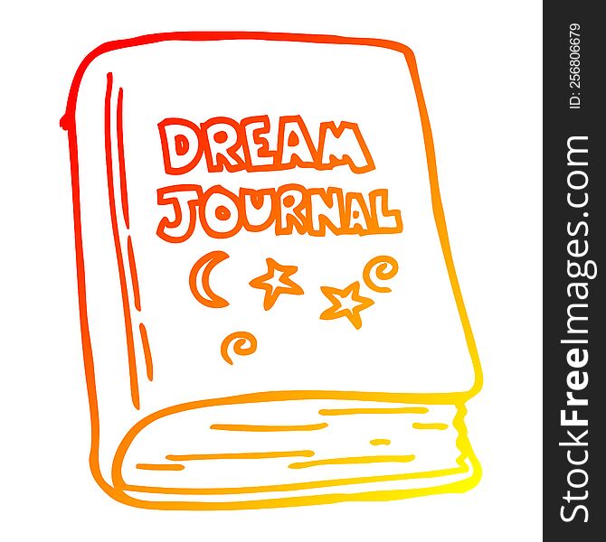 warm gradient line drawing of a cartoon dream journal