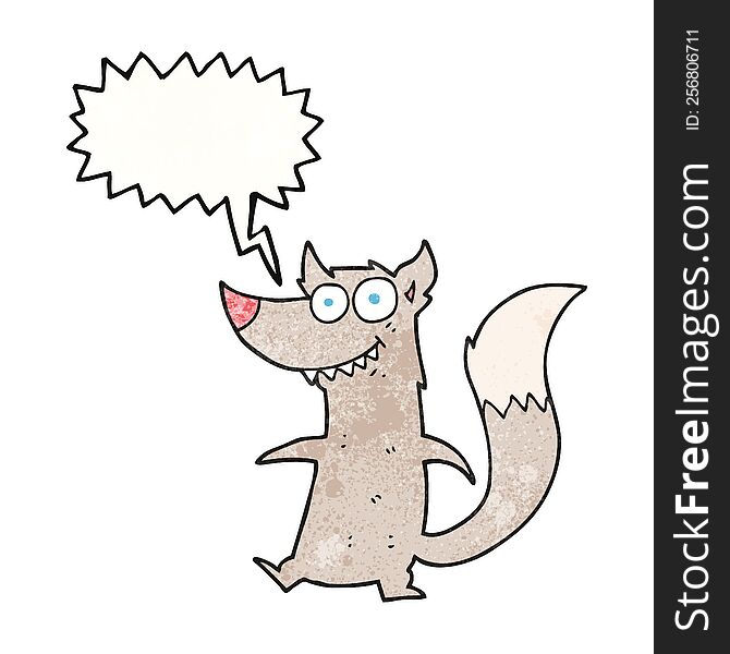 freehand speech bubble textured cartoon little wolf