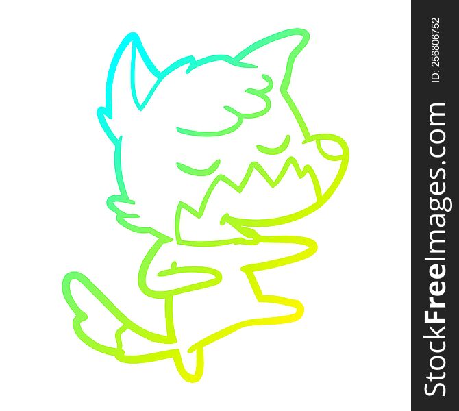 Cold Gradient Line Drawing Friendly Cartoon Fox Dancing
