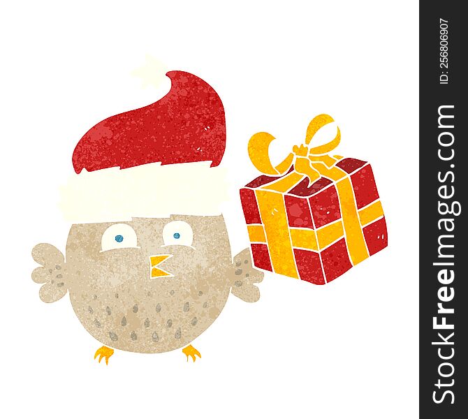 Retro Cartoon  Christmas Owl