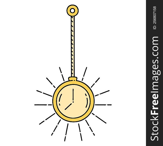 illustration of a traditional tattoo style gold pocket watch