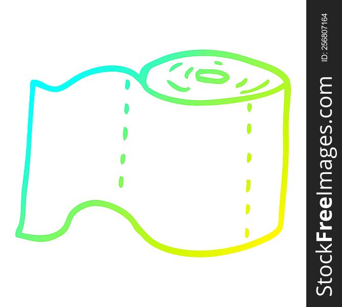 Cold Gradient Line Drawing Cartoon Toilet Roll