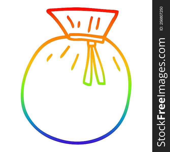 rainbow gradient line drawing of a cartoon tied sack