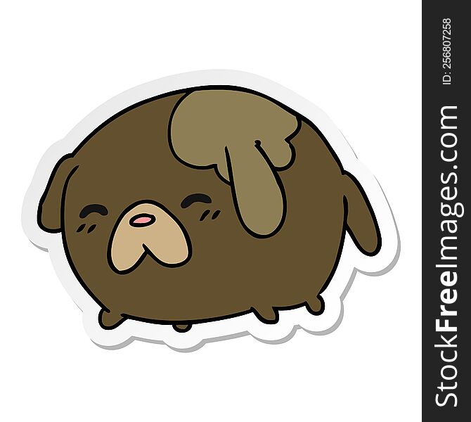 freehand drawn sticker cartoon of cute kawaii dog