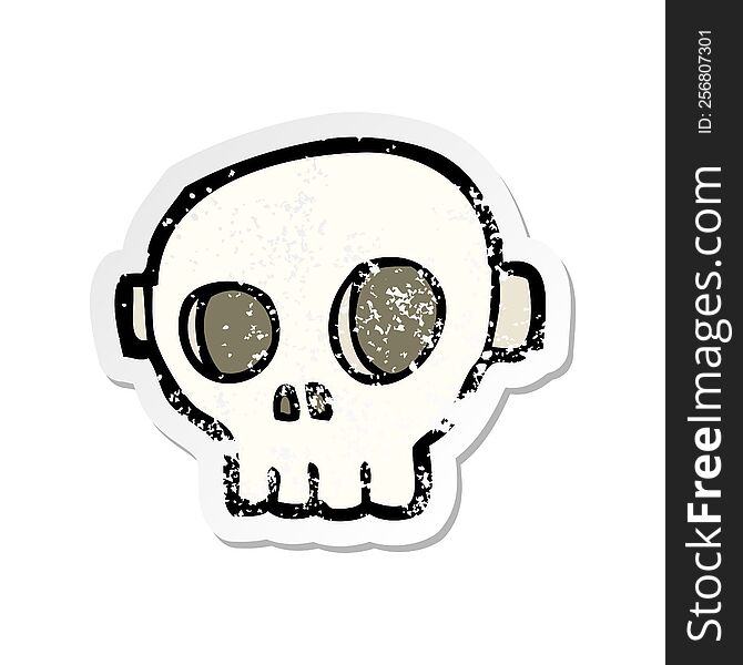 Retro Distressed Sticker Of A Cartoon Spooky Skull Mask