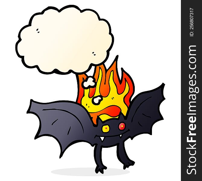 cartoon vampire bat with thought bubble