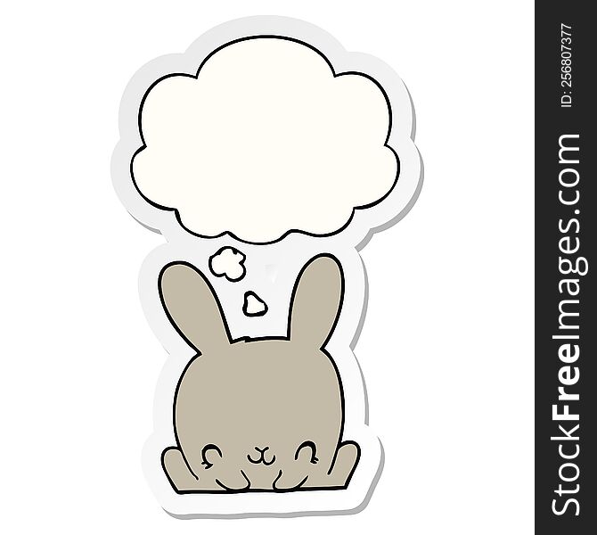 Cartoon Rabbit And Thought Bubble As A Printed Sticker