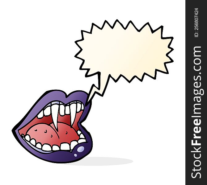 Cartoon Vampire Mouth With Speech Bubble