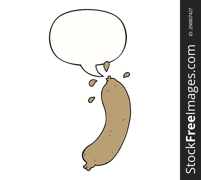 Cartoon Sausage And Speech Bubble