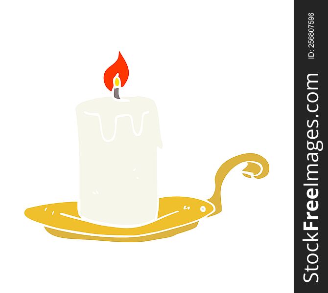 Flat Color Illustration Of A Cartoon Candle Lamp