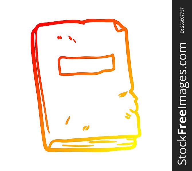 warm gradient line drawing of a battered old notebook