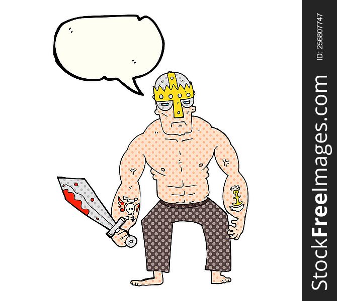 Comic Book Speech Bubble Cartoon Warrior