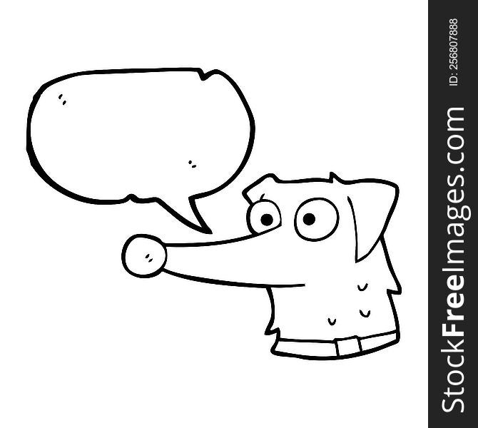 freehand drawn speech bubble cartoon dog with collar