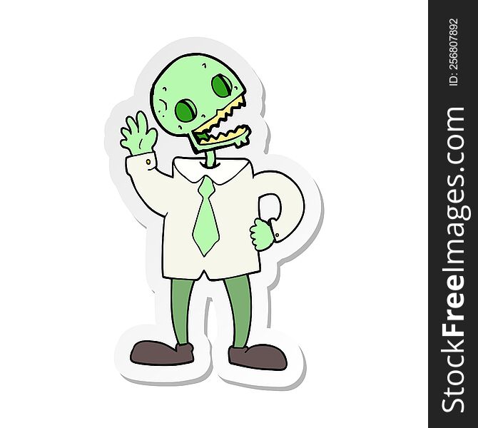 Sticker Of A Cartoon Zombie Businessman