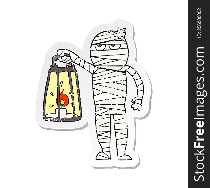 retro distressed sticker of a cartoon mummy