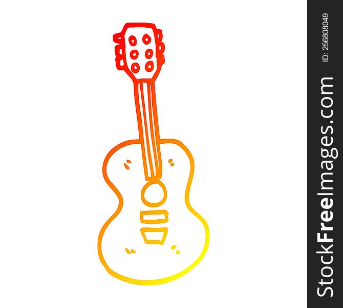 warm gradient line drawing of a cartoon old guitar