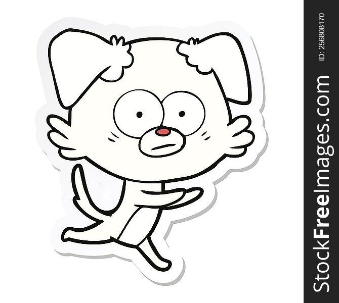 Sticker Of A Nervous Dog Cartoon