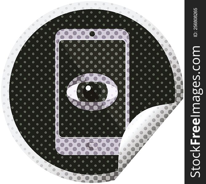 cell phone watching you graphic circular sticker