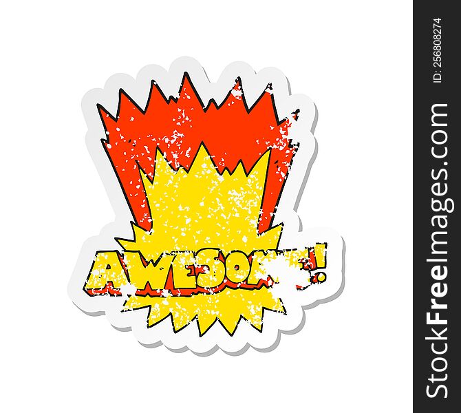 Retro Distressed Sticker Of A Awesome Cartoon Shout