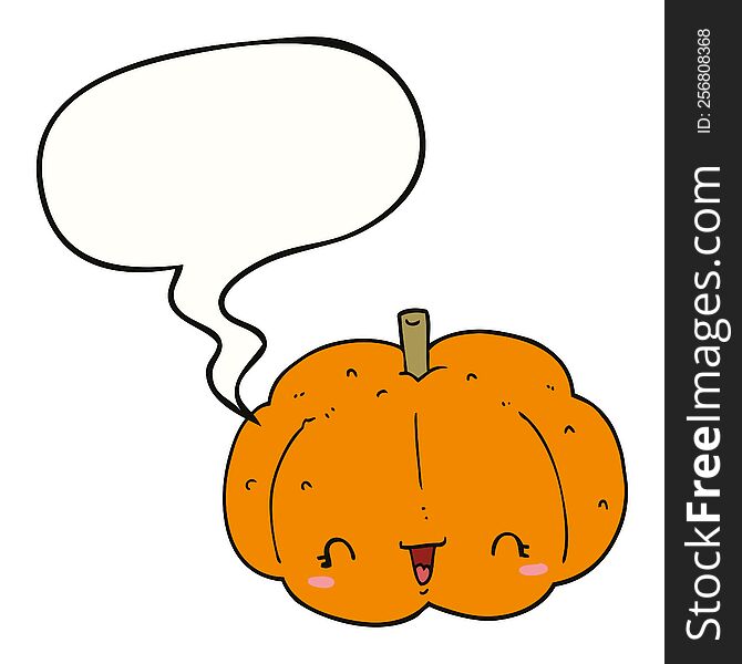 cartoon pumpkin with speech bubble. cartoon pumpkin with speech bubble