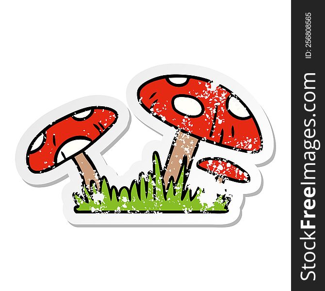Distressed Sticker Cartoon Doodle Of A Toad Stool