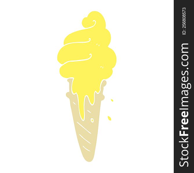 flat color illustration cartoon ice cream cone