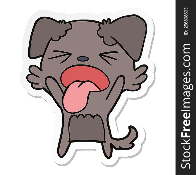 Sticker Of A Cartoon Disgusted Dog