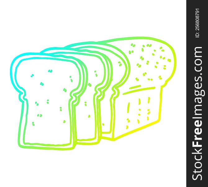 cold gradient line drawing of a cartoon sliced bread
