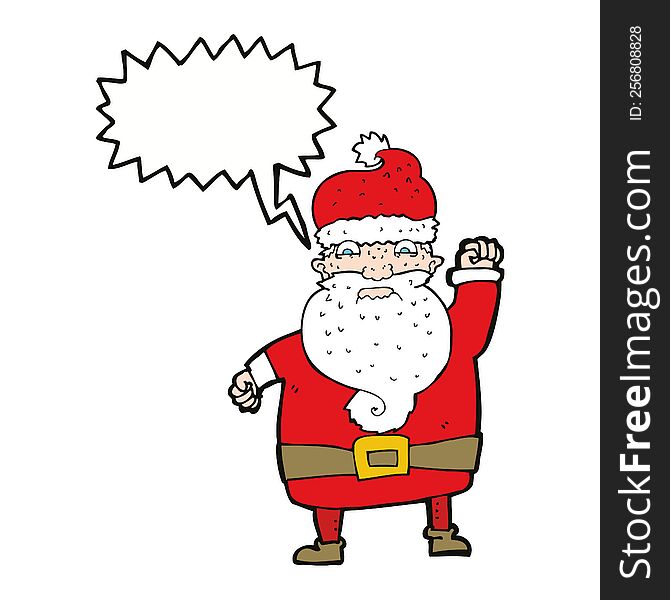 Cartoon Angry Santa Claus With Speech Bubble