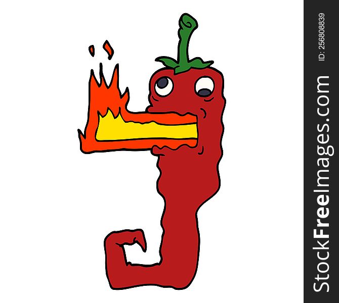 cartoon doodle red hot chili