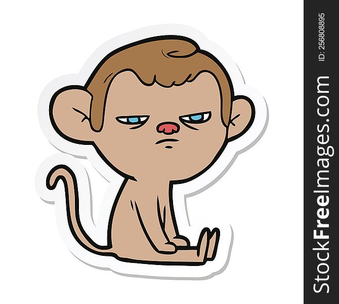 Sticker Of A Cartoon Annoyed Monkey
