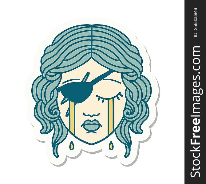 Crying Human Rogue Character Sticker