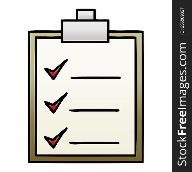 gradient shaded cartoon of a check list