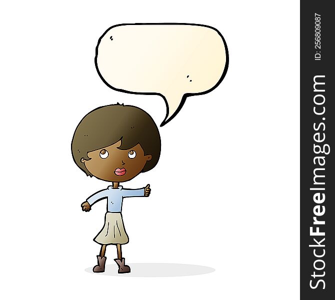 Cartoon Woman Asking Question With Speech Bubble