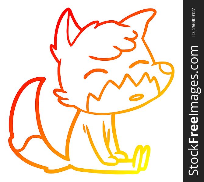 Warm Gradient Line Drawing Cartoon Fox Sitting