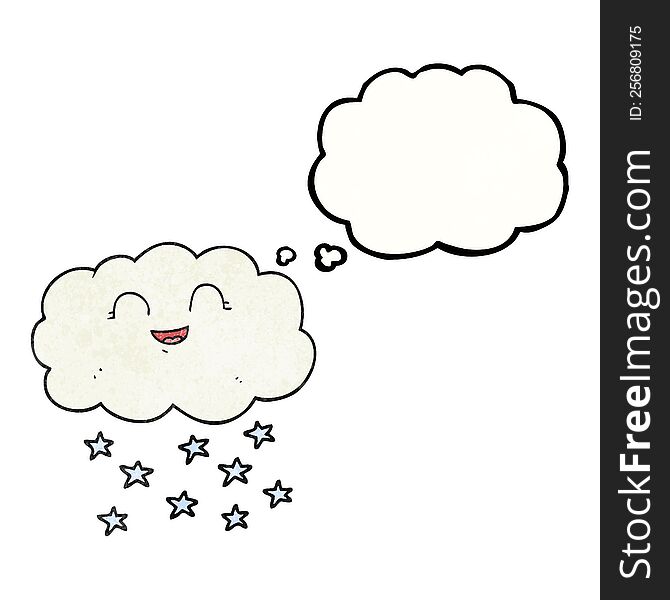 freehand drawn thought bubble textured cartoon cloud snowing
