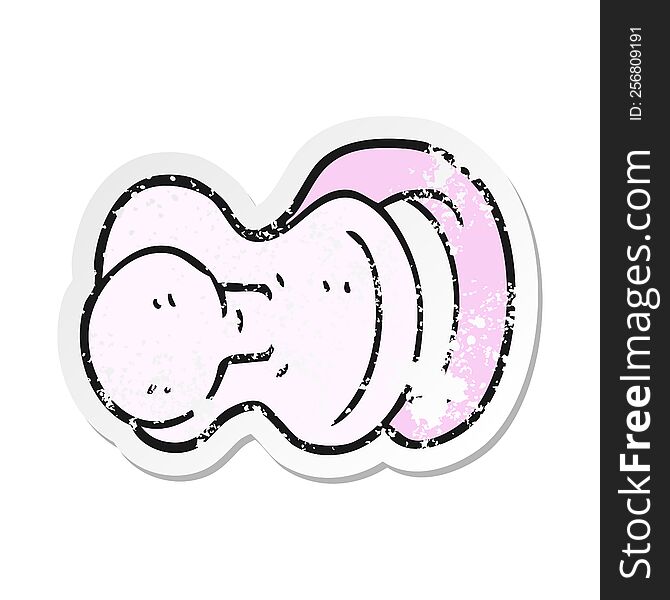 retro distressed sticker of a cartoon pacifier