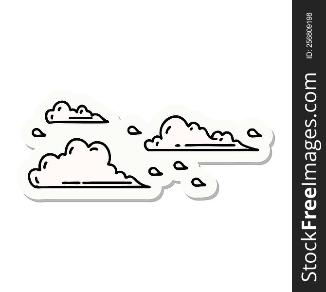 sticker of tattoo style floating clouds