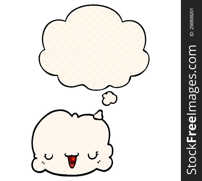 Cute Cartoon Cloud And Thought Bubble In Comic Book Style