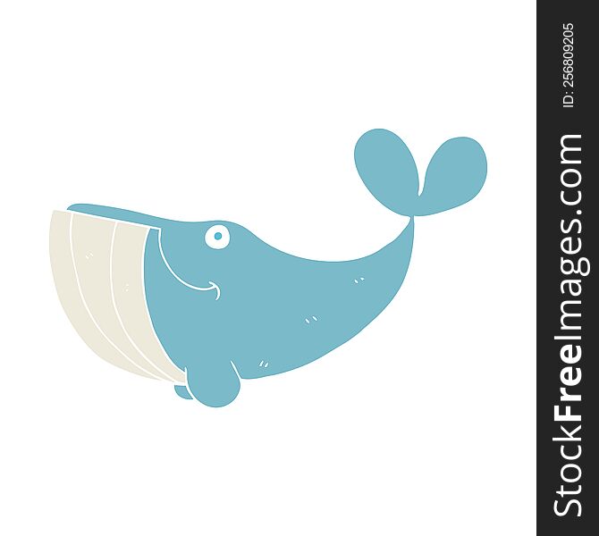 Flat Color Illustration Of A Cartoon Happy Whale