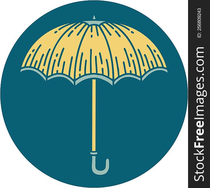 iconic tattoo style image of an umbrella. iconic tattoo style image of an umbrella