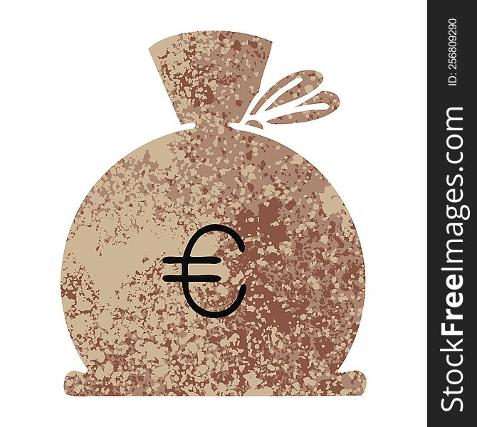 retro illustration style cartoon of a bag of money