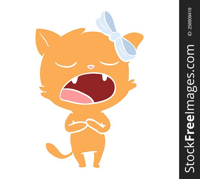 Flat Color Style Cartoon Singing Cat