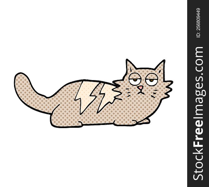 freehand drawn comic book style cartoon cat