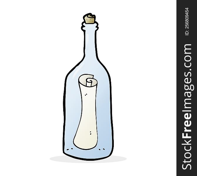Cartoon Letter In A Bottle