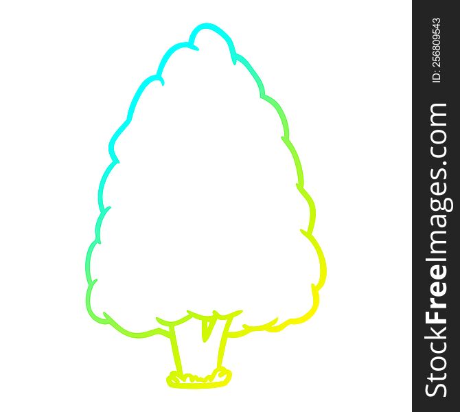 Cold Gradient Line Drawing Tall Tree