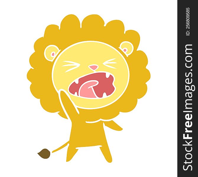 Flat Color Style Cartoon Lion